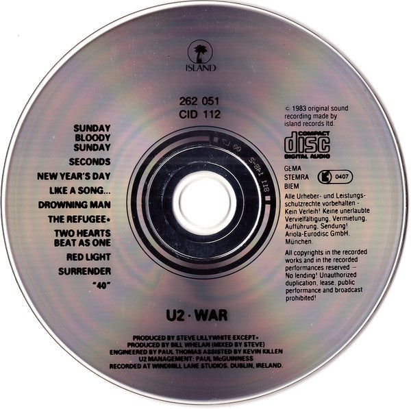 U2 : War (CD, Album, RE)