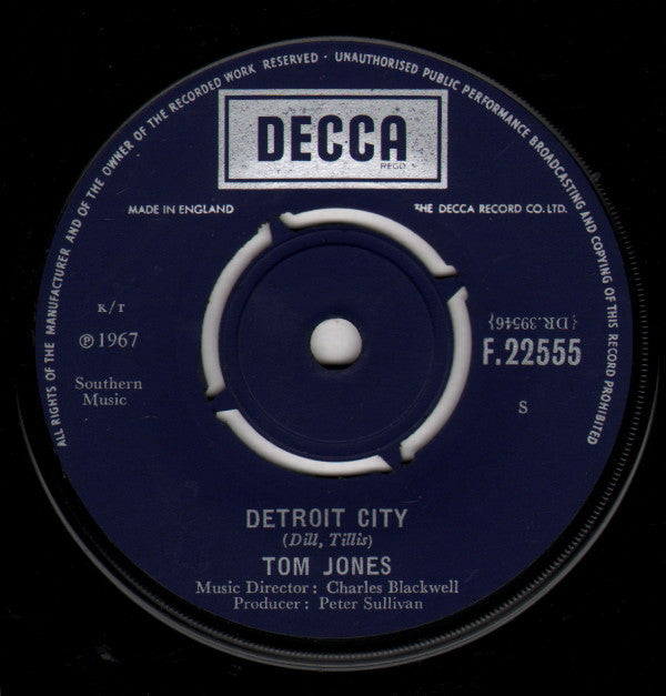 Tom Jones : Detroit City (7")