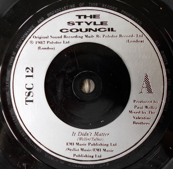The Style Council : It Didn't Matter (7", Single, Sil)