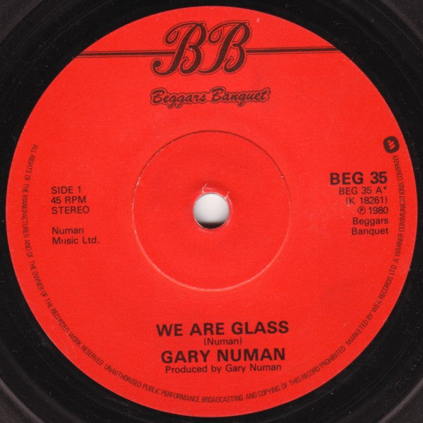 Gary Numan : We Are Glass (7", Single, Dam)