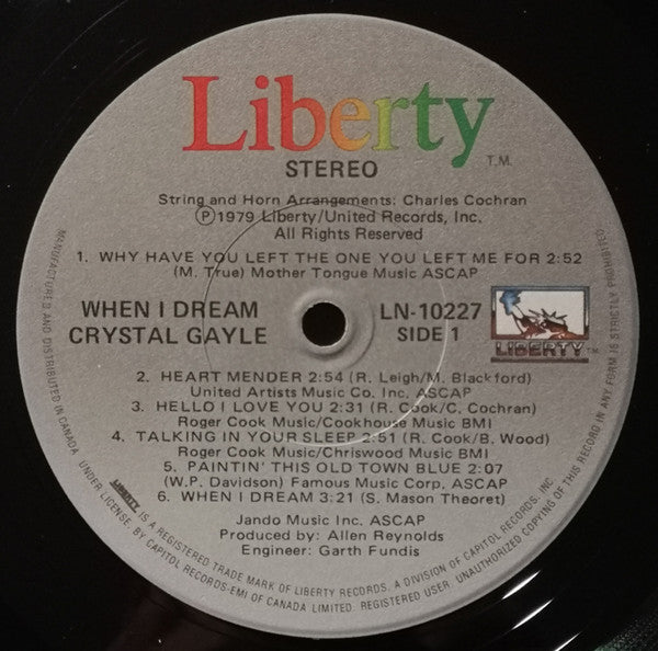 Crystal Gayle : When I Dream (LP, Album, RE)