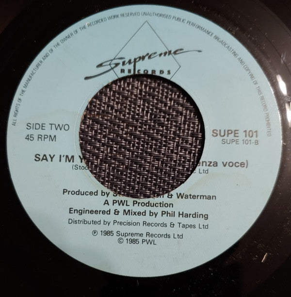 Princess : Say I'm Your No. 1 (7", Single, Lar)