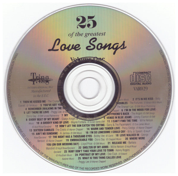 Various : 25 Of The Greatest Love Songs - Volume One (CD, Comp)