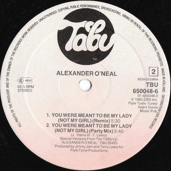 Alexander O'Neal : You Were Meant To Be My Lady (Not My Girl) (12", Maxi)