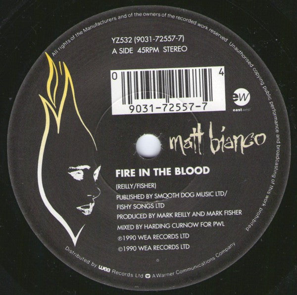 Matt Bianco : Fire In The Blood (7", Single)