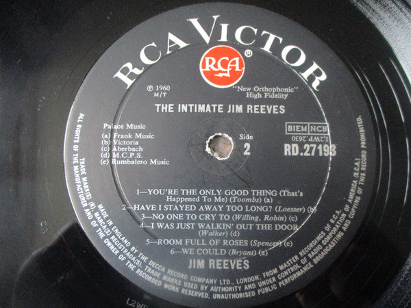 Jim Reeves : The Intimate Jim Reeves (LP, Album, Mono, RE)