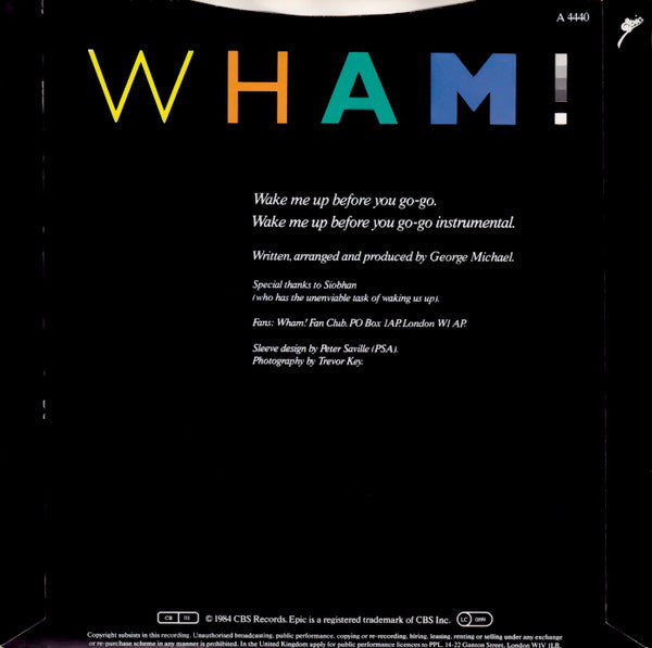 Wham! : Wake Me Up Before You Go-Go (7", Single, Pap)