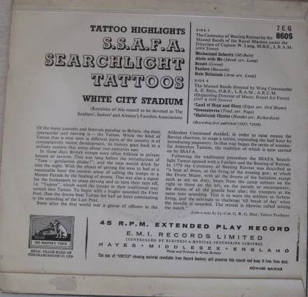 Massed Bands of the Royal Marines : Tattoo Highlights No. 3 (7", Mono)
