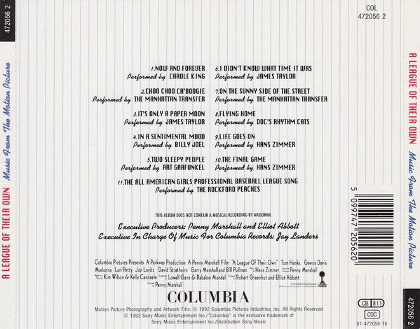 Various : A League Of Their Own (Music From The Motion Picture) (CD, Album, Comp)