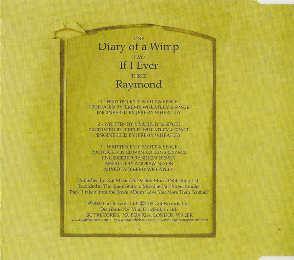 Space (4) : Diary Of A Wimp (CD, Single, CD1)