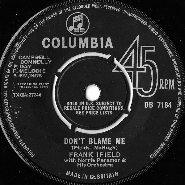 Frank Ifield : Don't Blame Me (7", Single, RP)