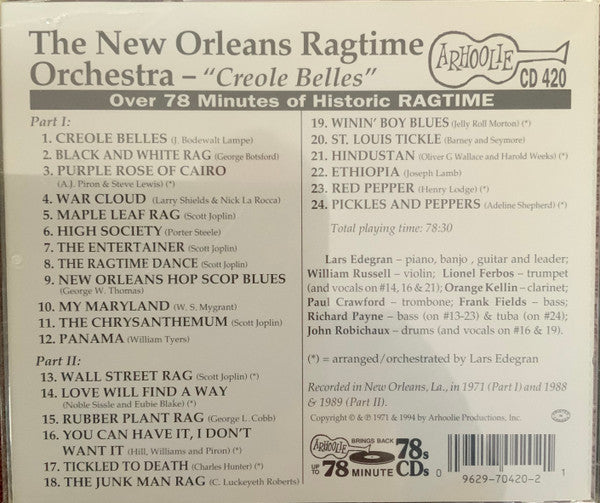 The New Orleans Ragtime Orchestra : New Orleans Ragtime Orchestra - Creole  Belles (CD, Album)