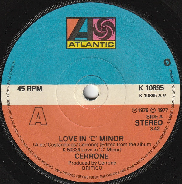 Cerrone : Love In 'C' Minor (7", Single)