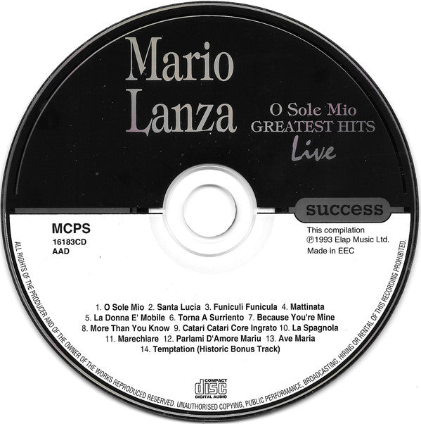 Mario Lanza : O Sole Mio (Greatest Hits Live) (CD, Comp)