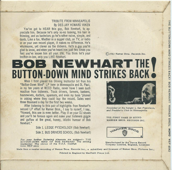 Bob Newhart : The Button-Down Mind Strikes Back! (7", EP)