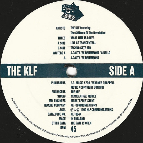 The KLF Featuring The Children Of The Revolution : What Time Is Love? (Live At Trancentral) (12", Single, Mat)