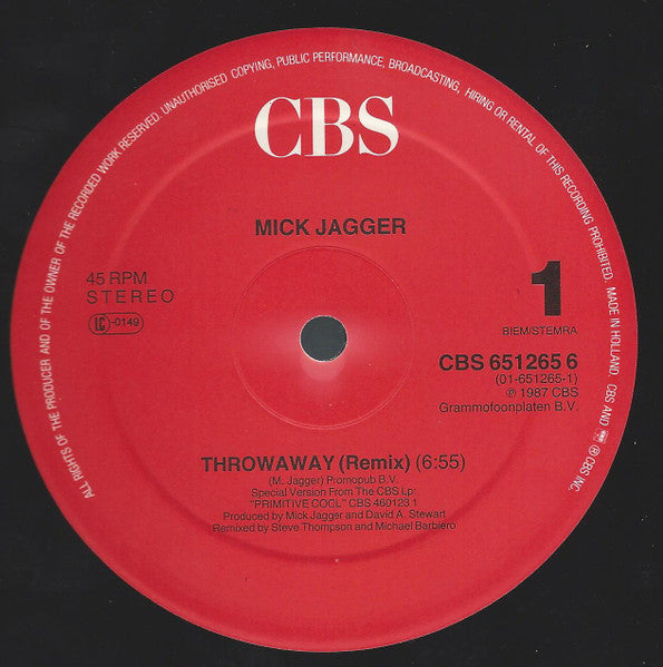 Mick Jagger : Throwaway (Remix) (12")