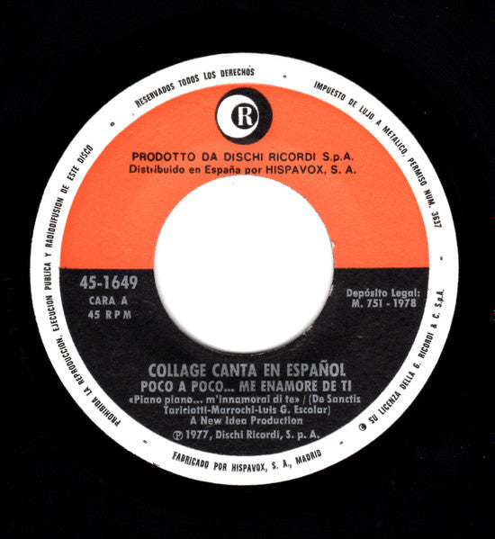 Collage (11) : Collage Canta En Español Poco A Poco..... Me Enamore De Ti  (7", Single)