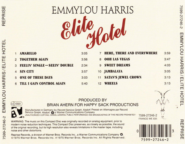 Emmylou Harris : Elite Hotel (CD, Album, RE, RM)