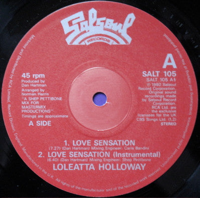 Loleatta Holloway : Love Sensation / Hit And Run (12")