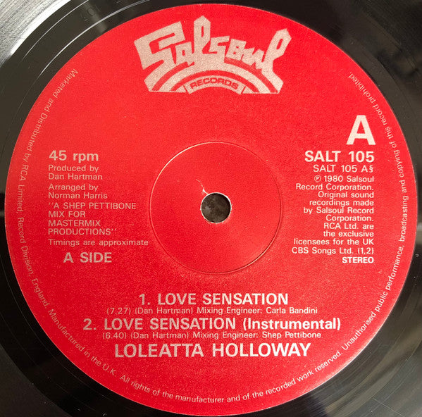 Loleatta Holloway : Love Sensation / Hit And Run (12")