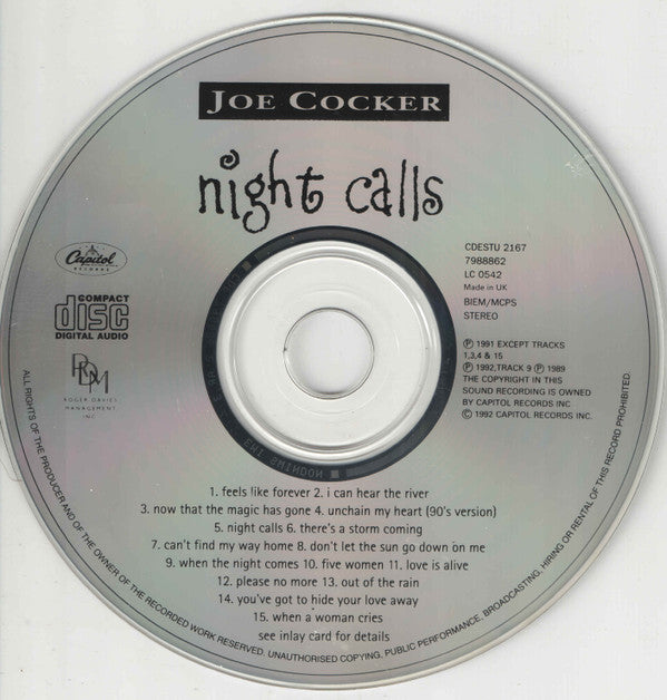 Joe Cocker : Night Calls (CD, Album)