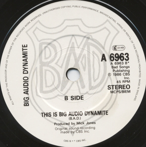 Big Audio Dynamite : E = MC² (7", Single)