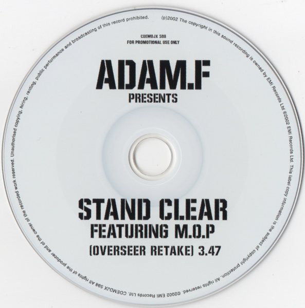 Adam F Feat. M.O.P. : Stand Clear (Overseer Retake) (CD, Single, Promo)