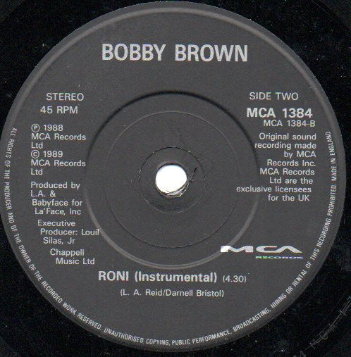 Bobby Brown : Roni (7", Single, Bla)