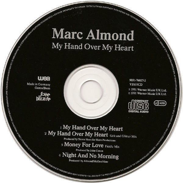 Marc Almond : My Hand Over My Heart (CD, Single)