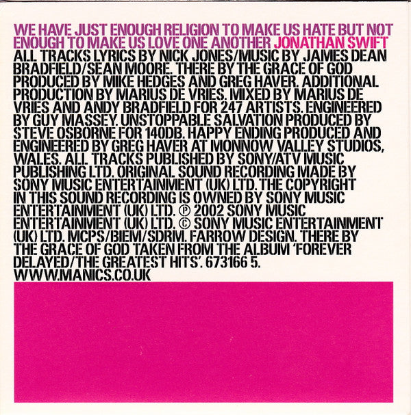 Manic Street Preachers : There By The Grace Of God (CD, Single, CD2)