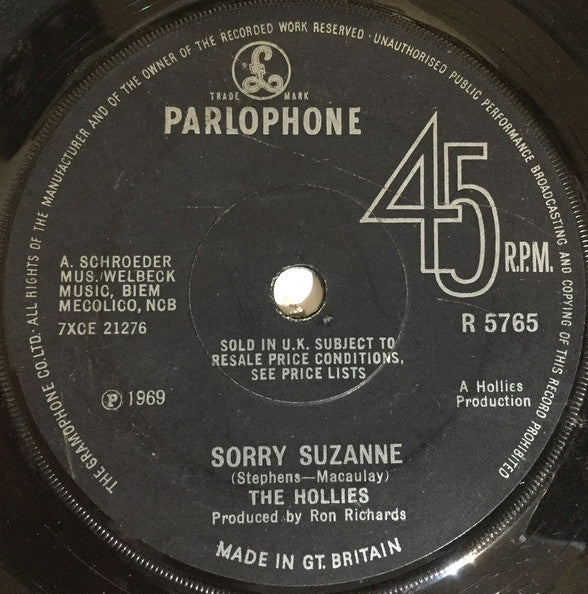 The Hollies : Sorry Suzanne (7", Single, Sol)