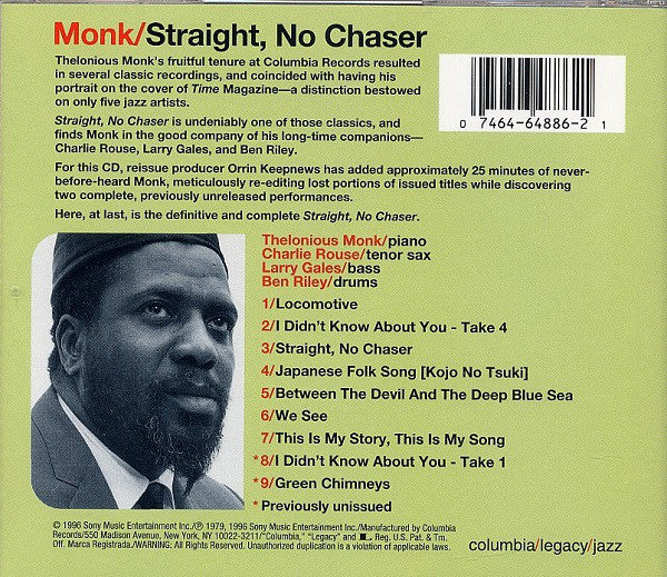 Thelonious Monk : Straight, No Chaser (CD, Album, RE, RM)