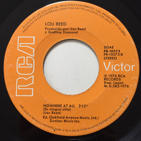 Lou Reed : Charley's Girl (La Chica De Charley) / Nowhere At All (En Ningun Sitio) (7", Single)