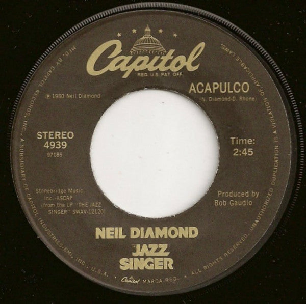 Neil Diamond : Love On The Rocks (7", Single, Jac)