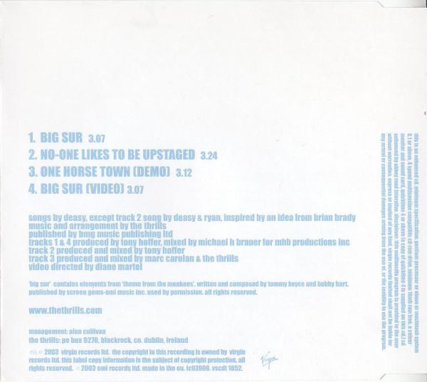 The Thrills : Big Sur (CD, Single, Enh)