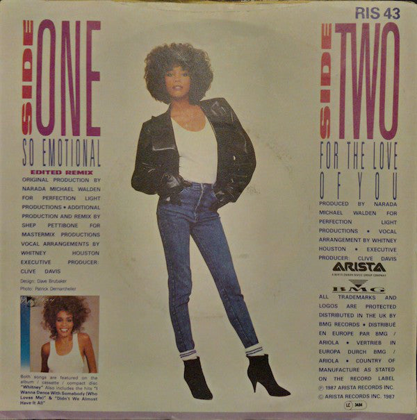 Whitney* : So Emotional (7", Single, Nic)
