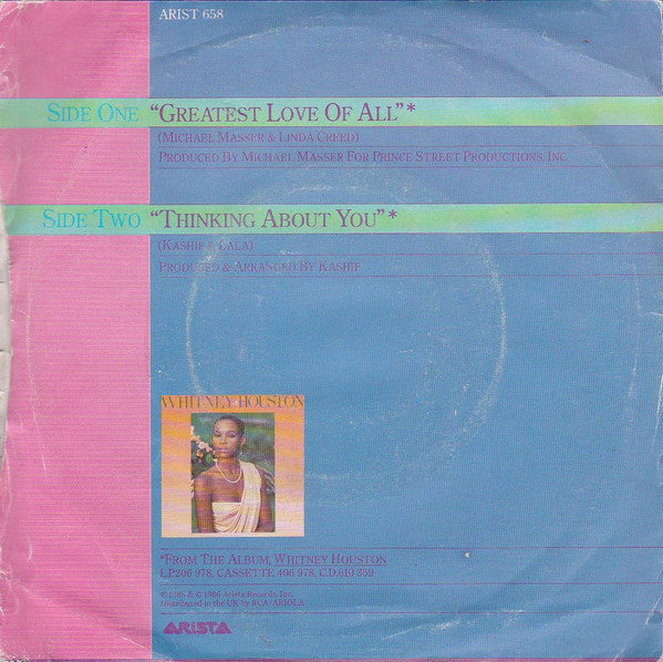 Whitney Houston : Greatest Love Of All (7", Single)