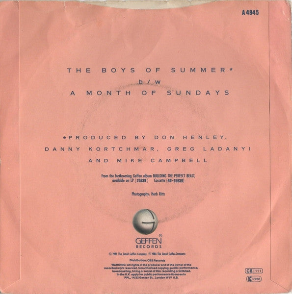 Don Henley : The Boys Of Summer (7", Single)