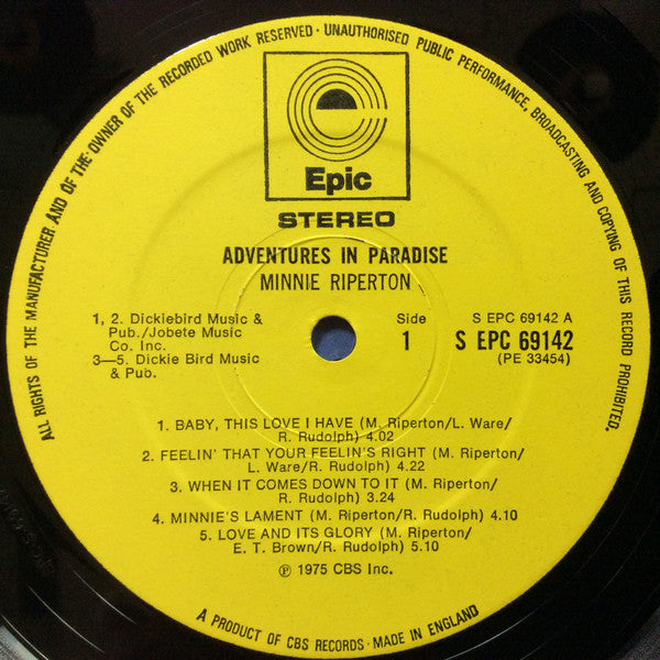 Minnie Riperton : Adventures In Paradise (LP, Album)