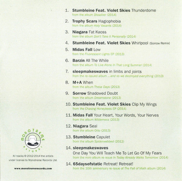 Various : Monotreme Records Indie Labels Market Winter 2015 Sampler (CDr, Comp, Smplr)