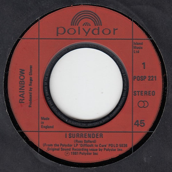 Rainbow : I Surrender (7", Single, Red)