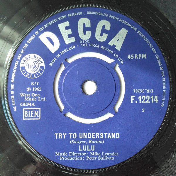 Lulu : Try To Understand (7", Single)
