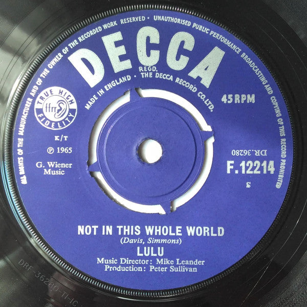 Lulu : Try To Understand (7", Single)
