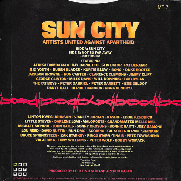 Artists United Against Apartheid : Sun City (7", Single)