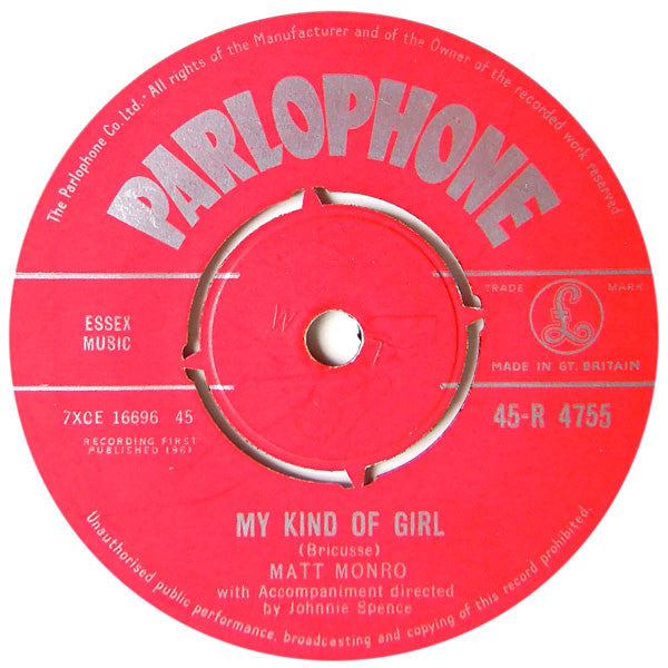 Matt Monro : My Kind Of Girl  (7")