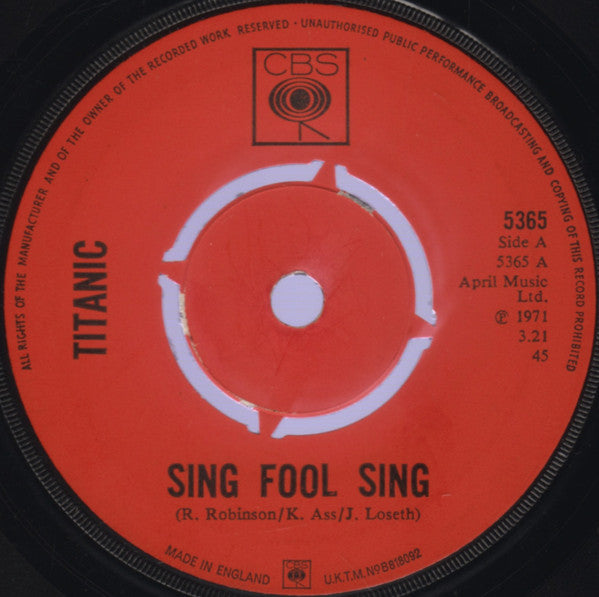Titanic (3) : Sing Fool Sing  (7", Single, 4-P)