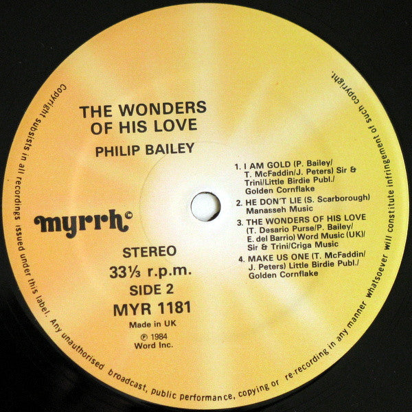 Philip Bailey : The Wonders Of His Love (LP, Album)