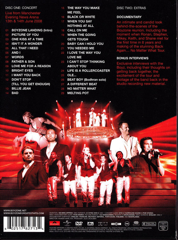 Boyzone : Back Again... No Matter What Live 2008 (2xDVD-V, Multichannel, NTSC, DTS)