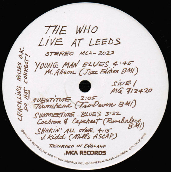 The Who : Live At Leeds (LP, Album, RE, Glo)